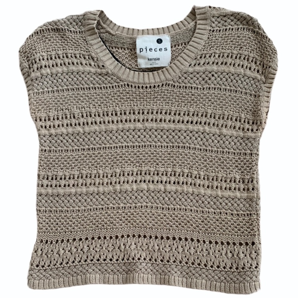Kensie Tan Woven Cropped Shirt Size Small